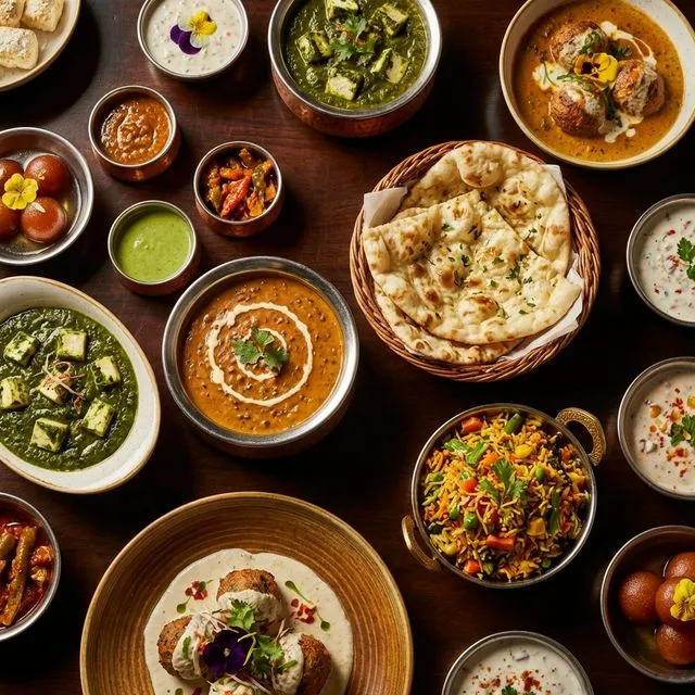 Beautiful spread of delicious Indian vegetarian dishes